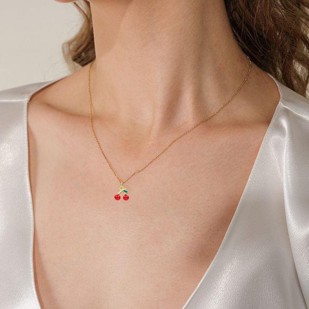 8141 10 Pcs Cherry Charms for Jewelry Making Bulk Red Cute Enamel Charms - Picture 6 of 7